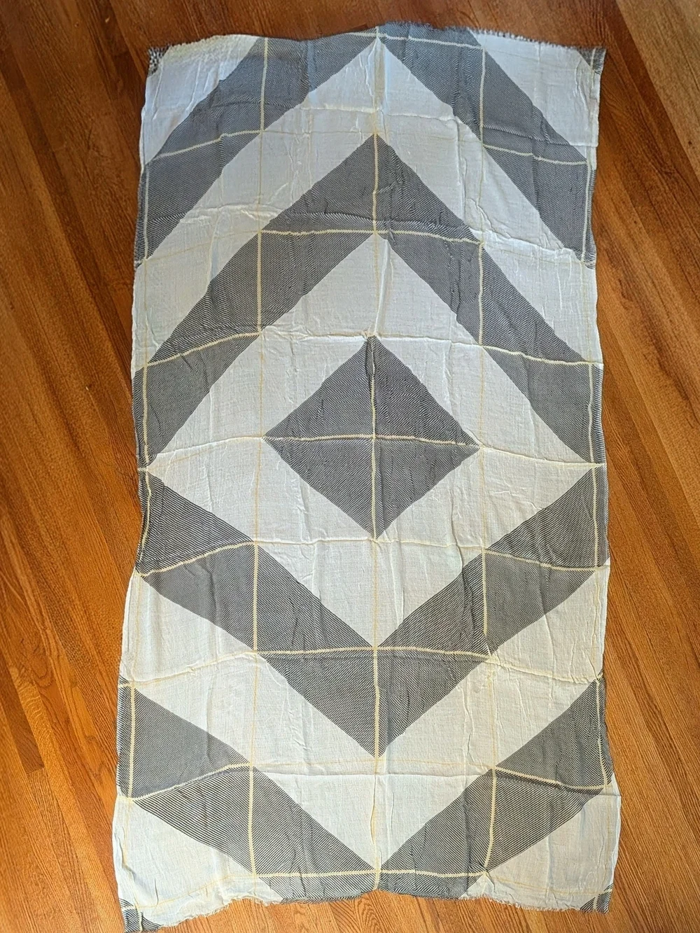UNMADE Copenhagen 2016 Luxury Brushed Cotton Silk Shawl Wrap Gray Yellow 44